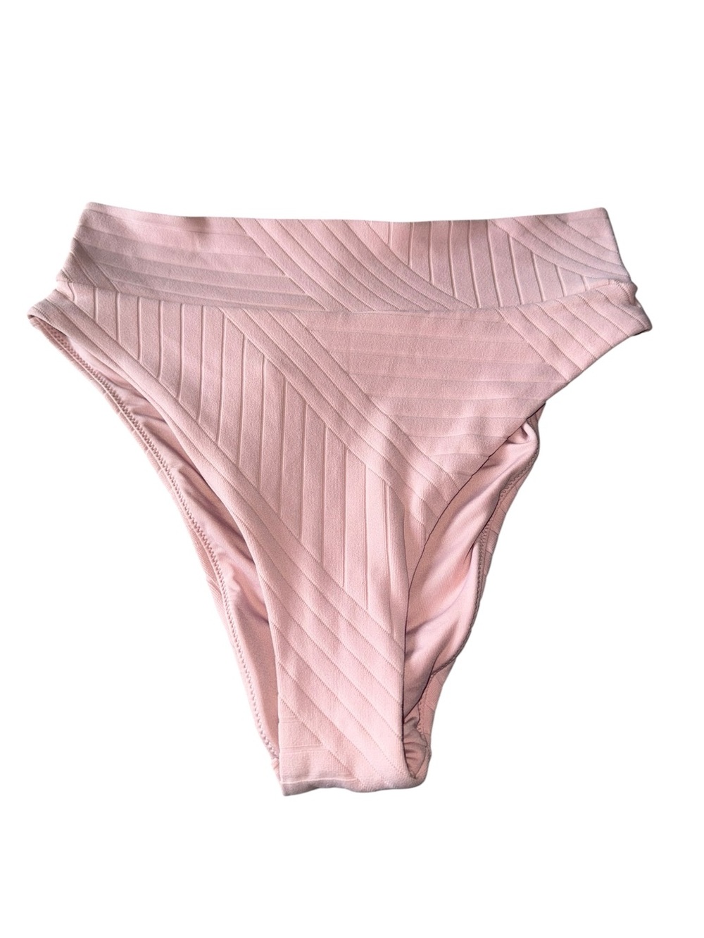 aerie Ribbed High-Waist Bikini Bottoms in Pale Pink